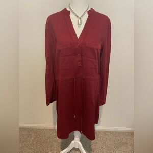 Blue Rain Deep Red Long Sleeve Dress